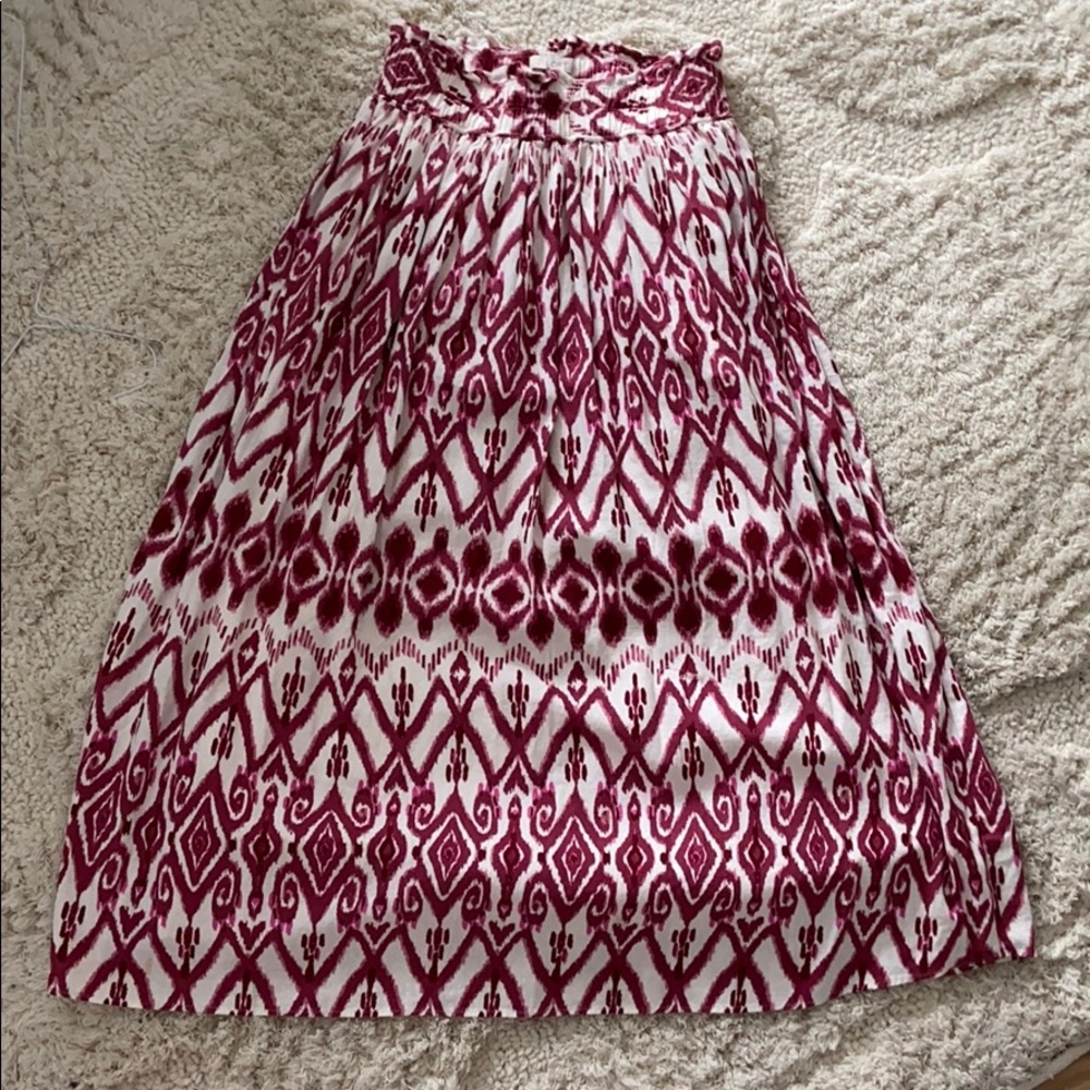 Smocked-waist Ikat midi skirt